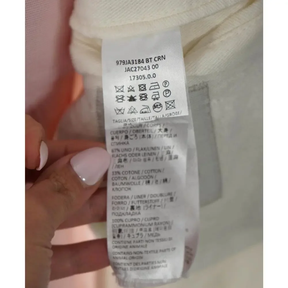 $1,095 ELEVENTY - LINEN/COTTON Patch White Pique Blazer - 36